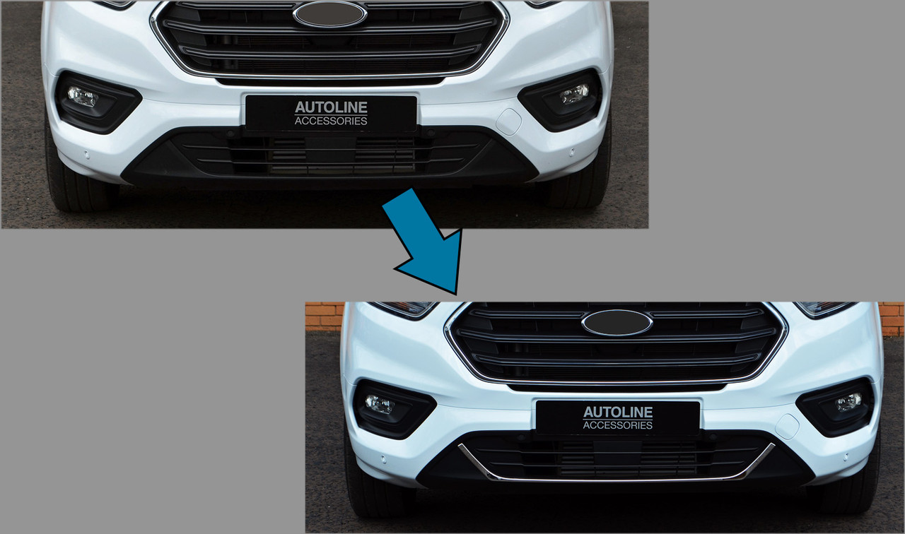 Lower Chrome Grille Trim Set To Fit Ford Transit Custom (2018+)