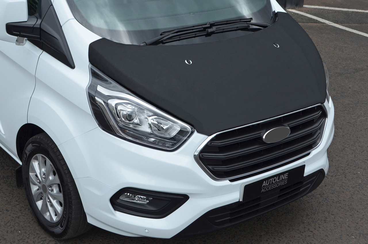 Black Bonnet Bra / Protector (Complete) To Fit Ford Transit Custom (2018+)