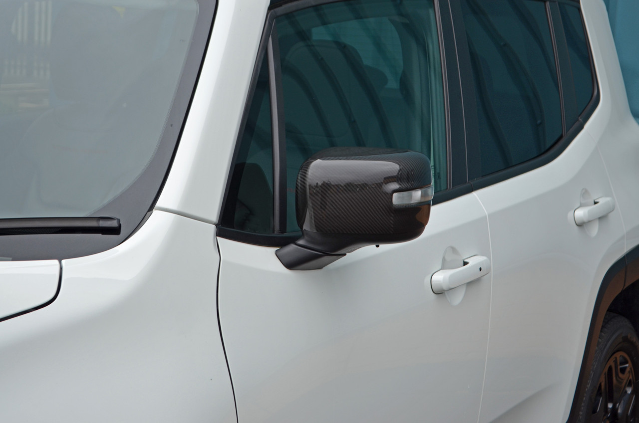 Carbon Fibre Wing Mirror Trim Set Covers To Fit Jeep Renegade (2014+)