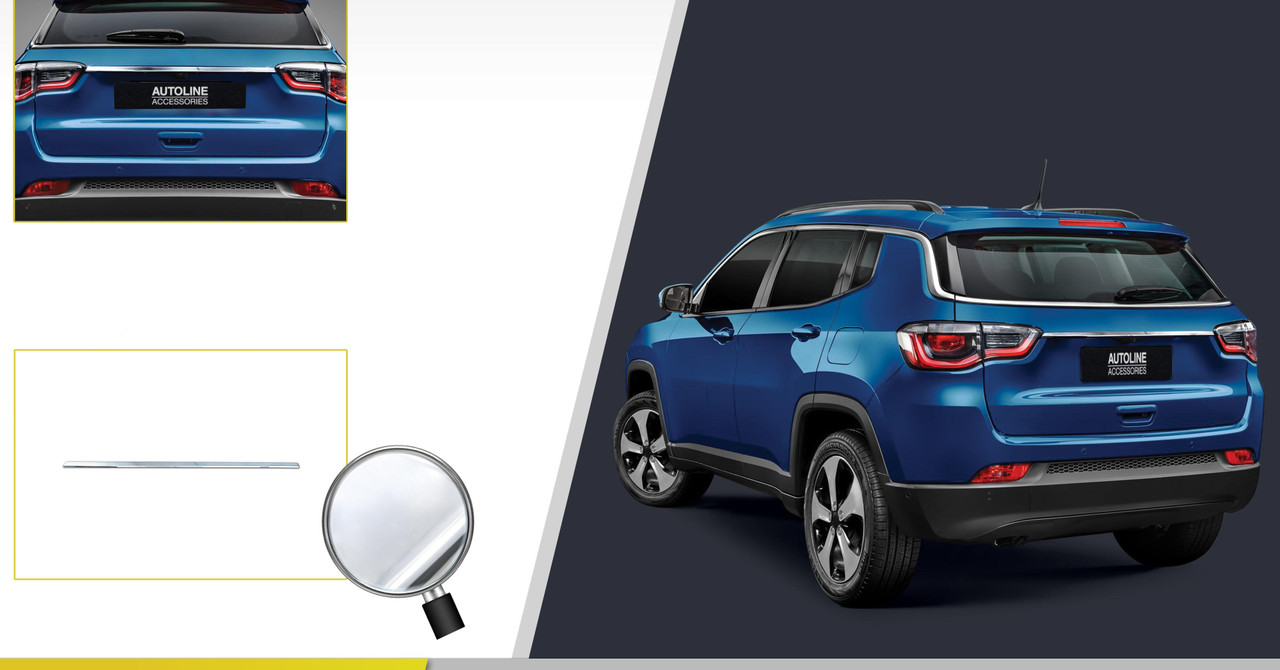 Chrome Rear Door Handle Cover Tailgate Grab Trim To Fit Jeep Compass (2017-)