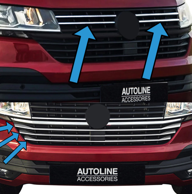Chrome Upper and Lower Grille Trim Set To Fit Volkswagen T6.1 Transporter 2019+