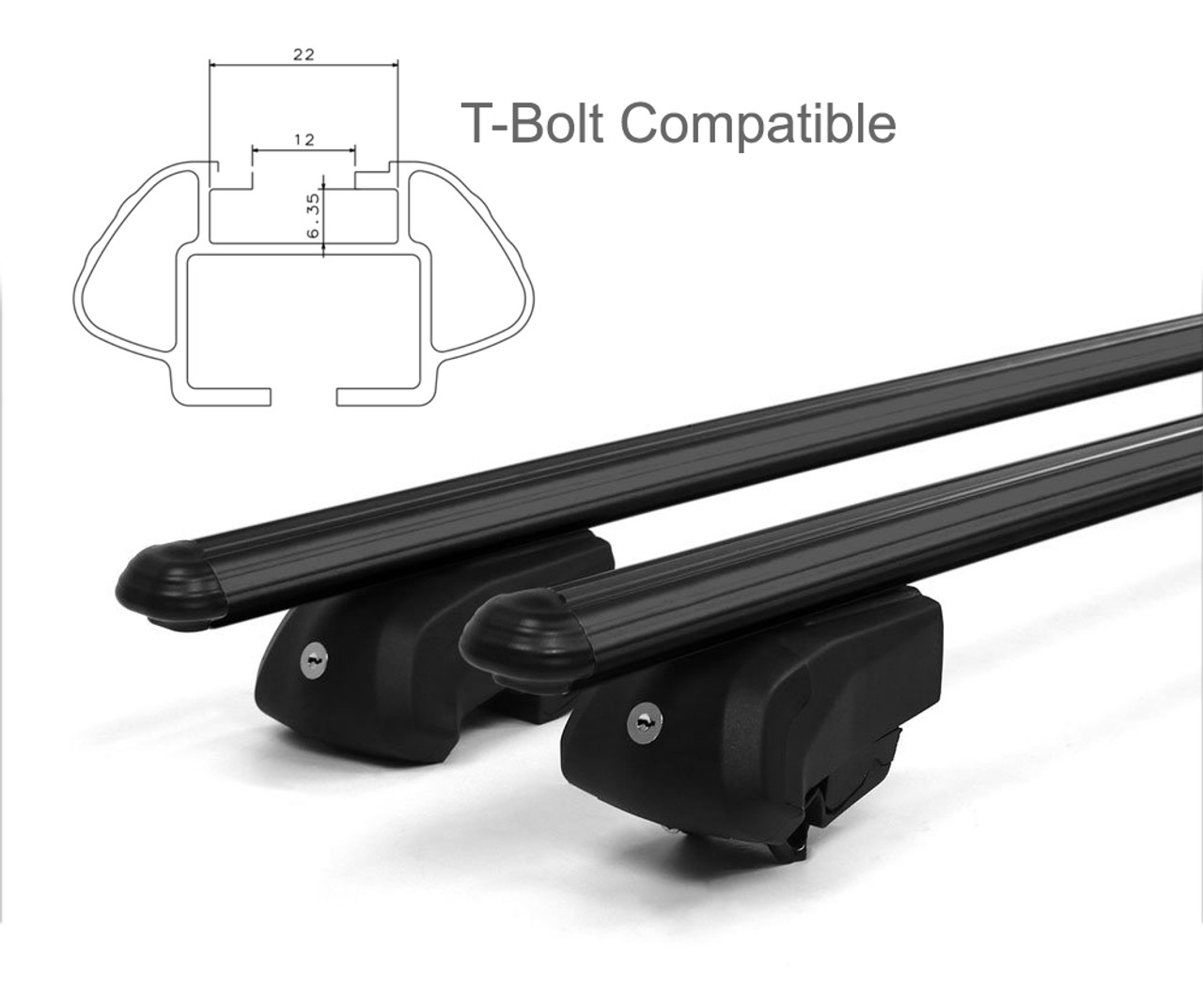 Black Cross Bars For Roof Rails To Fit Audi Q7 (2006-14) 75KG Lockable