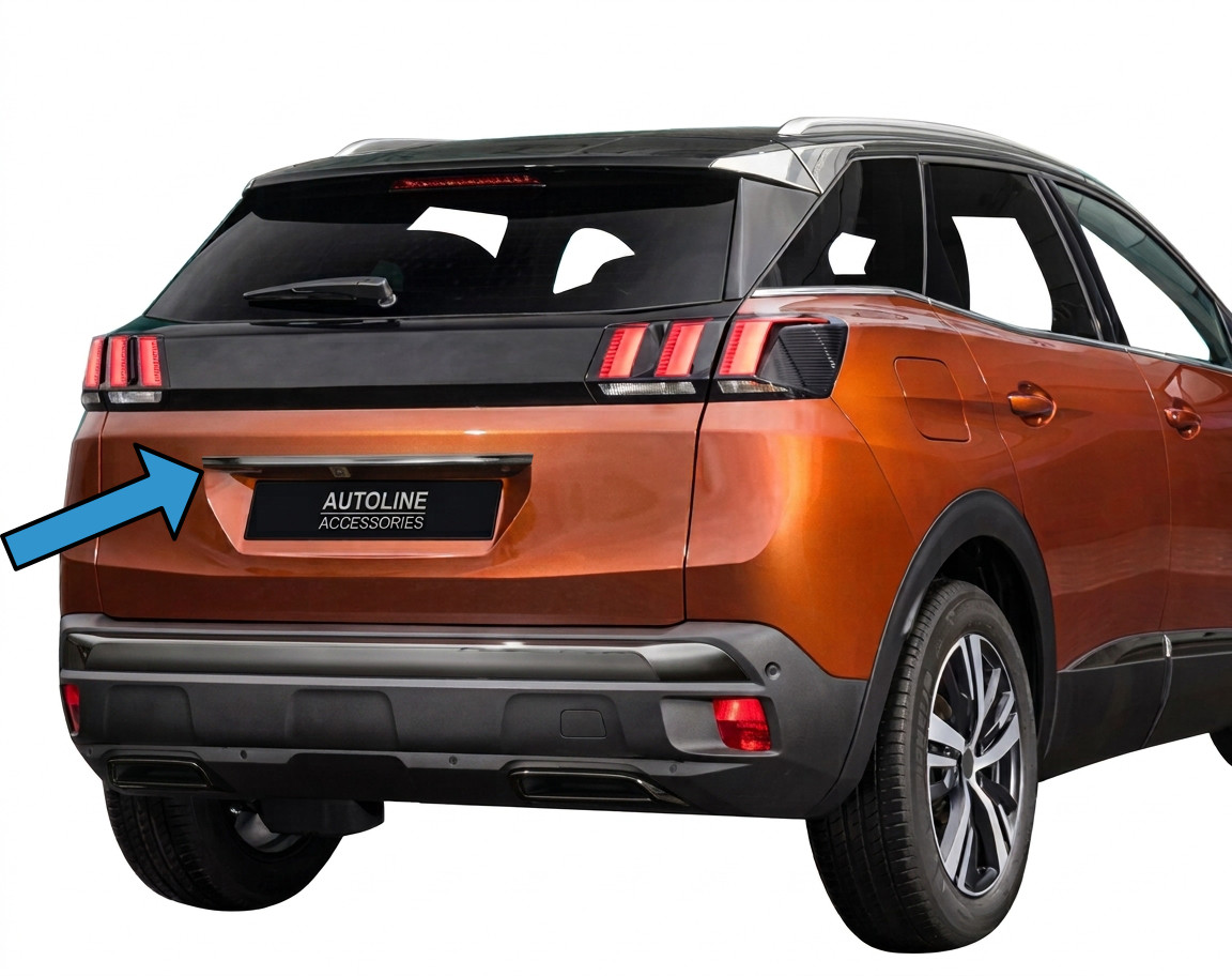 Black Chrome Rear Door Handle Tailgate Grab Trim To Fit Peugeot 3008 (2017+)