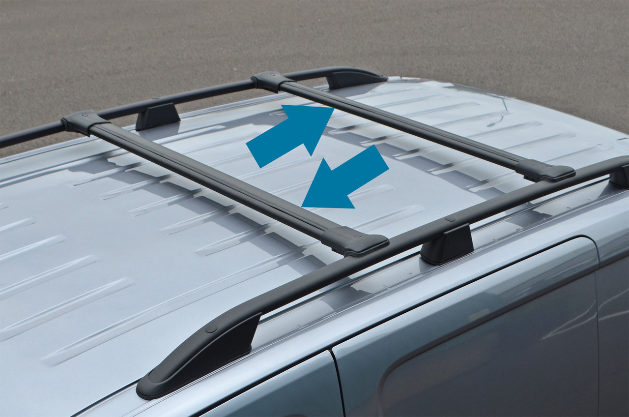 Black Cross Bar Rails For Roof Side Bars To Fit Peugeot Partner / Rifter (2019+)