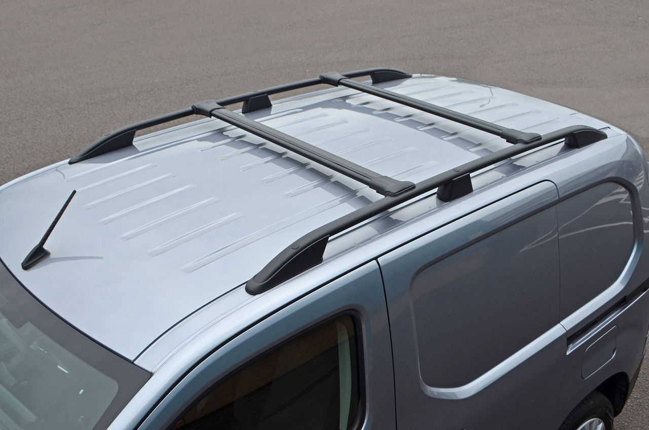 Black Aluminium Roof Rails and Cross Bars Set To Fit L1 Toyota ProAce City 2019+