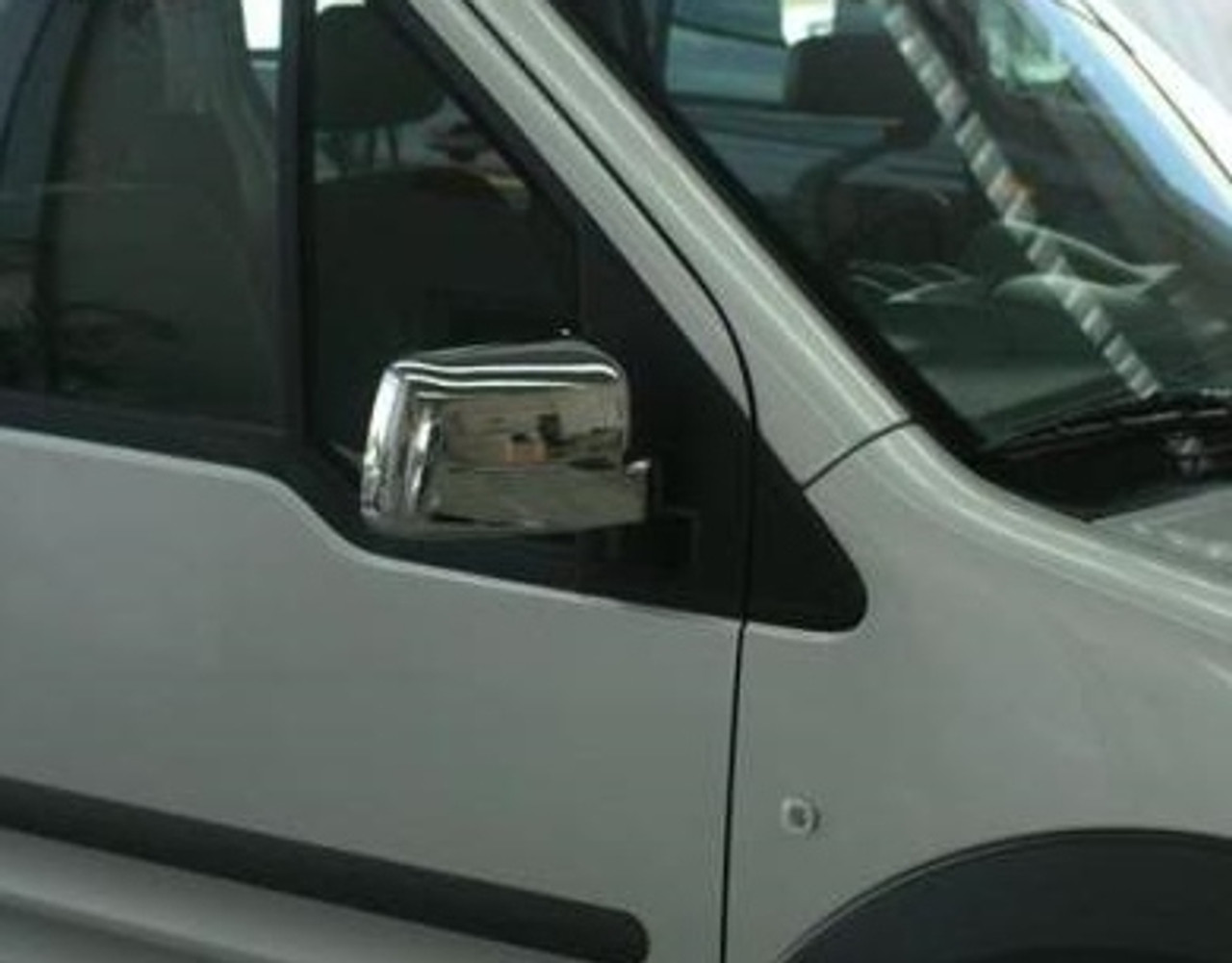 Chrome Wing Mirror Trim Set Covers To Fit Ford Transit Connect LHD (2009-12)