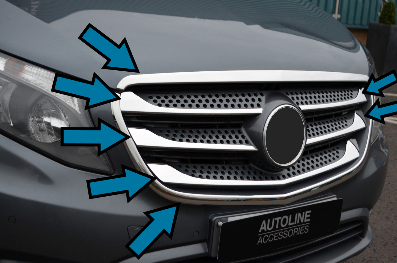 Chrome Front Grille Trim & Surround Set To Fit Mercedes Vito W447 (2015-20)