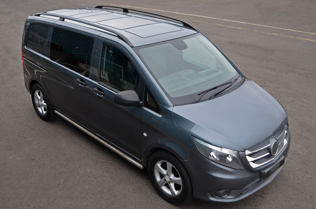 Black Roof Rack Bars Side Rails To Fit Compact L1 Mercedes V-Class (2015+)