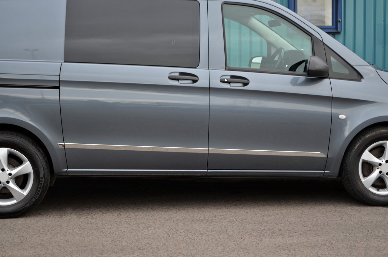Chrome Side Door Trim Set Covers For L1 & L2 Mercedes Vito W447 (2015+) 1dr