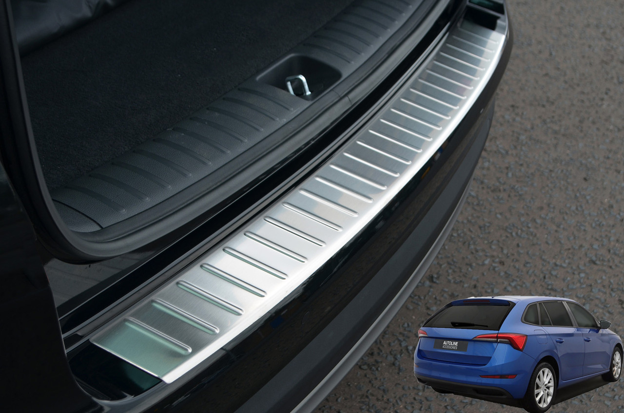 Rear Bumper Protector Scratch Guard Brushed Steel To Fit Skoda Scala (2019+)