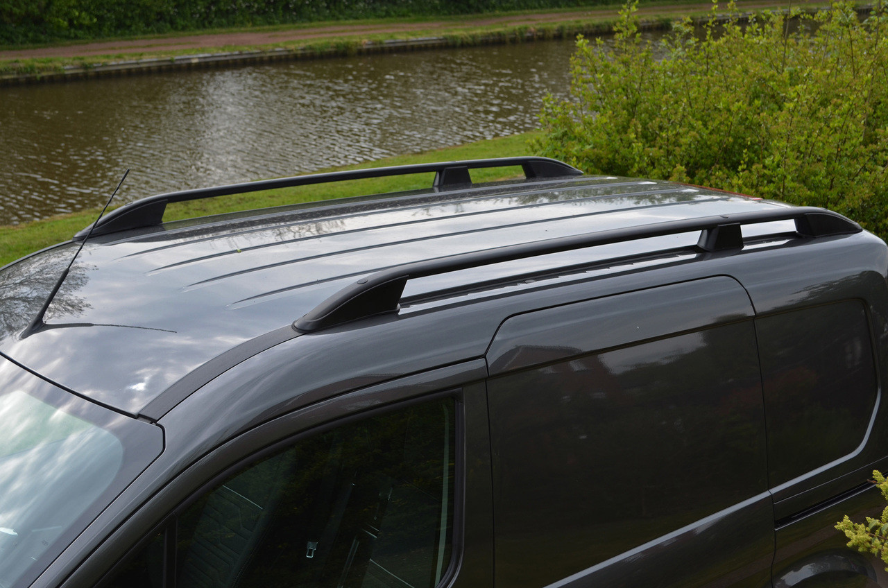 Black Aluminium Roof Rack Rails Side Bars To Fit SWB Ford Transit Connect (12+)