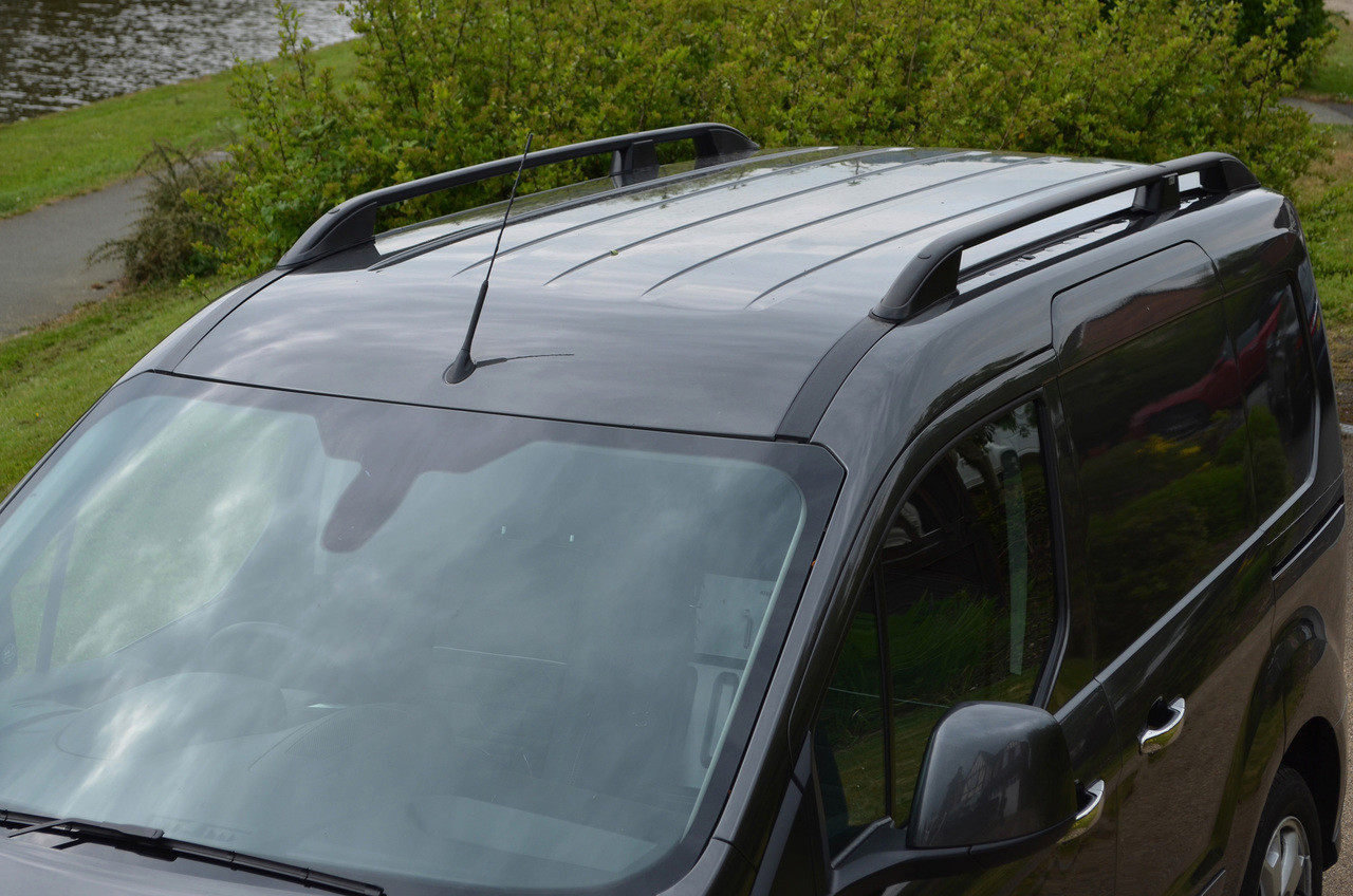 Black Aluminium Roof Rack Rails Side Bars To Fit SWB Ford Transit Connect (12+)