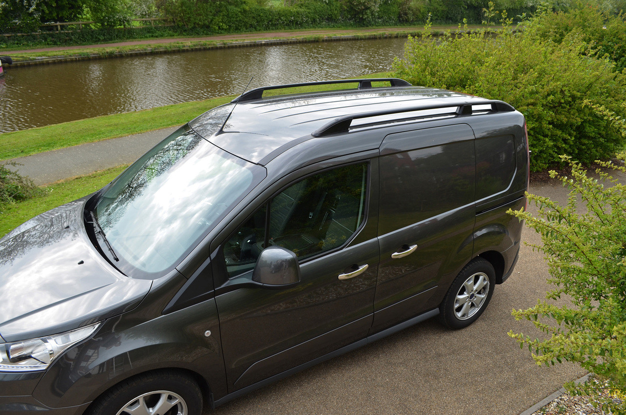 Black Aluminium Roof Rack Rails Side Bars To Fit SWB Ford Transit Connect  (12+) - Autoline Accessories Limited