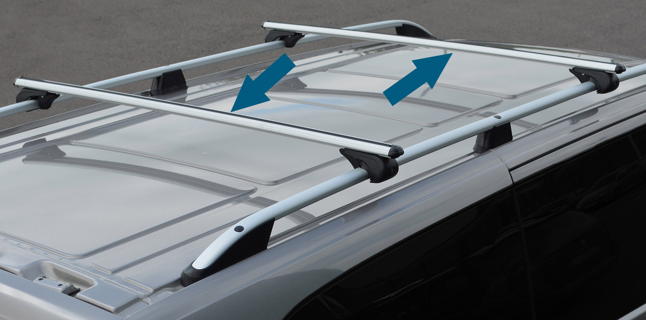 Silver Aluminium Cross Bars Rails (150cm) with Load Stops For Raised Roof Rails