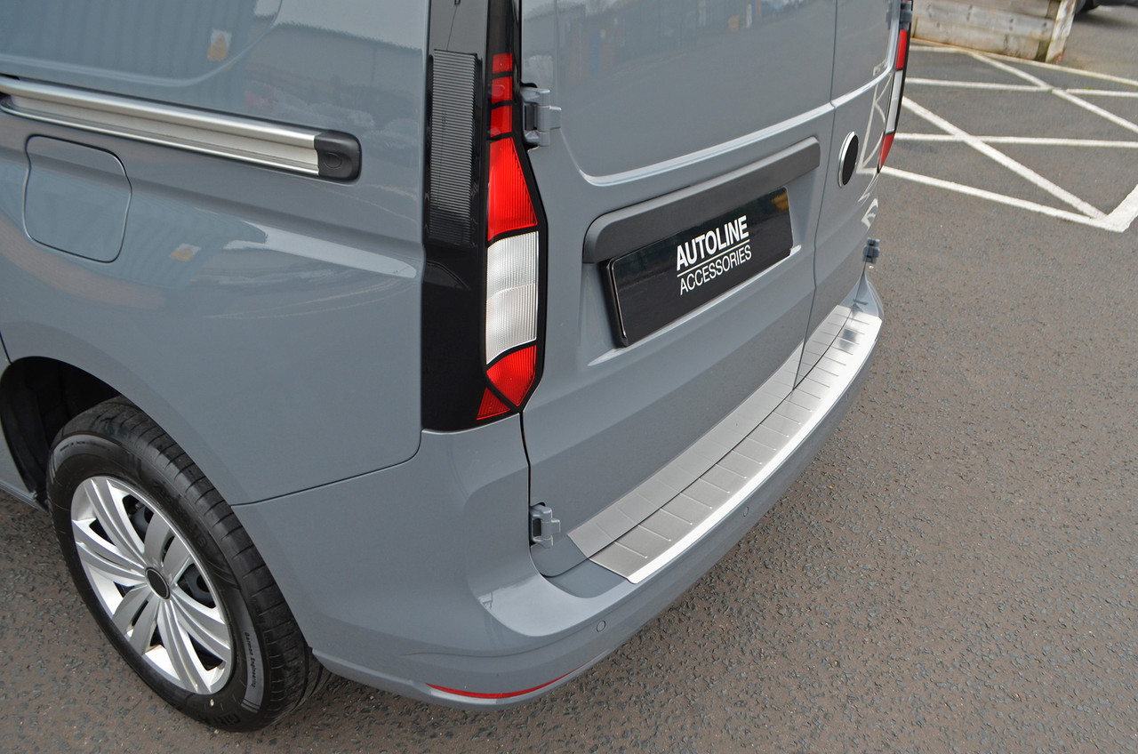 To Fit Volkswagen Caddy (2021+): Rear Bumper Protector Guard Brushed Steel