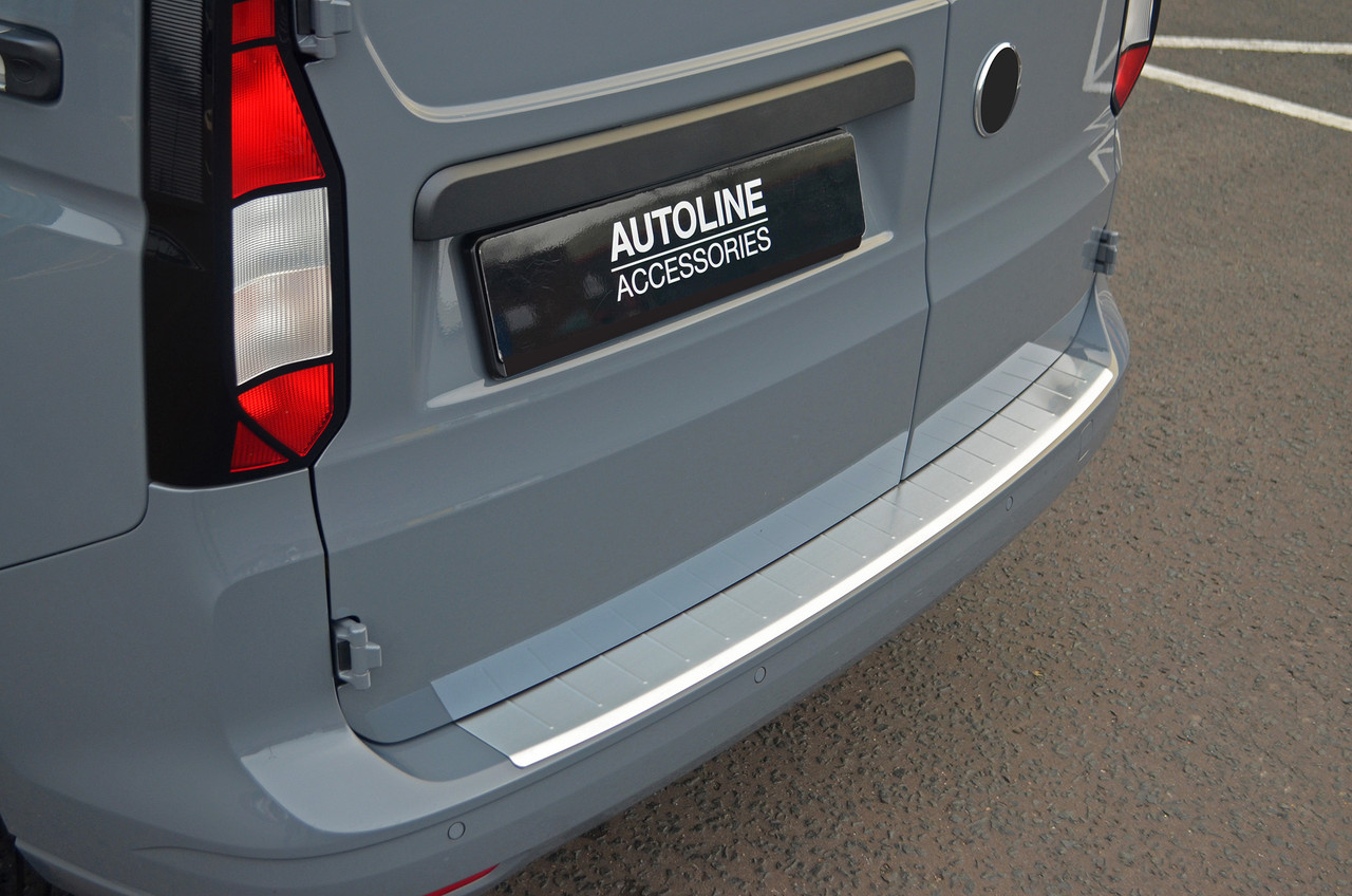 To Fit Volkswagen Caddy (2021+): Rear Bumper Protector Guard Brushed Steel