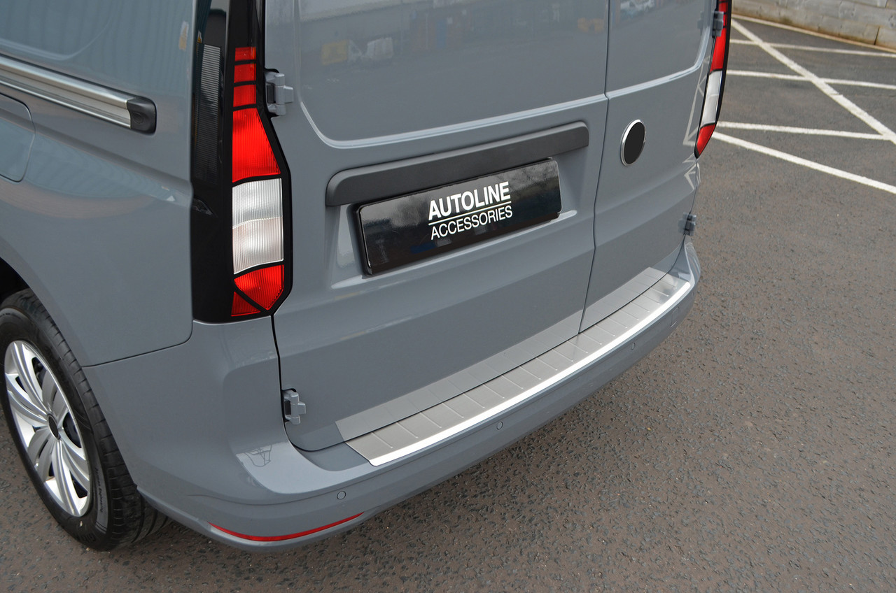 To Fit Volkswagen Caddy (2021+): Rear Bumper Protector Guard Brushed Steel