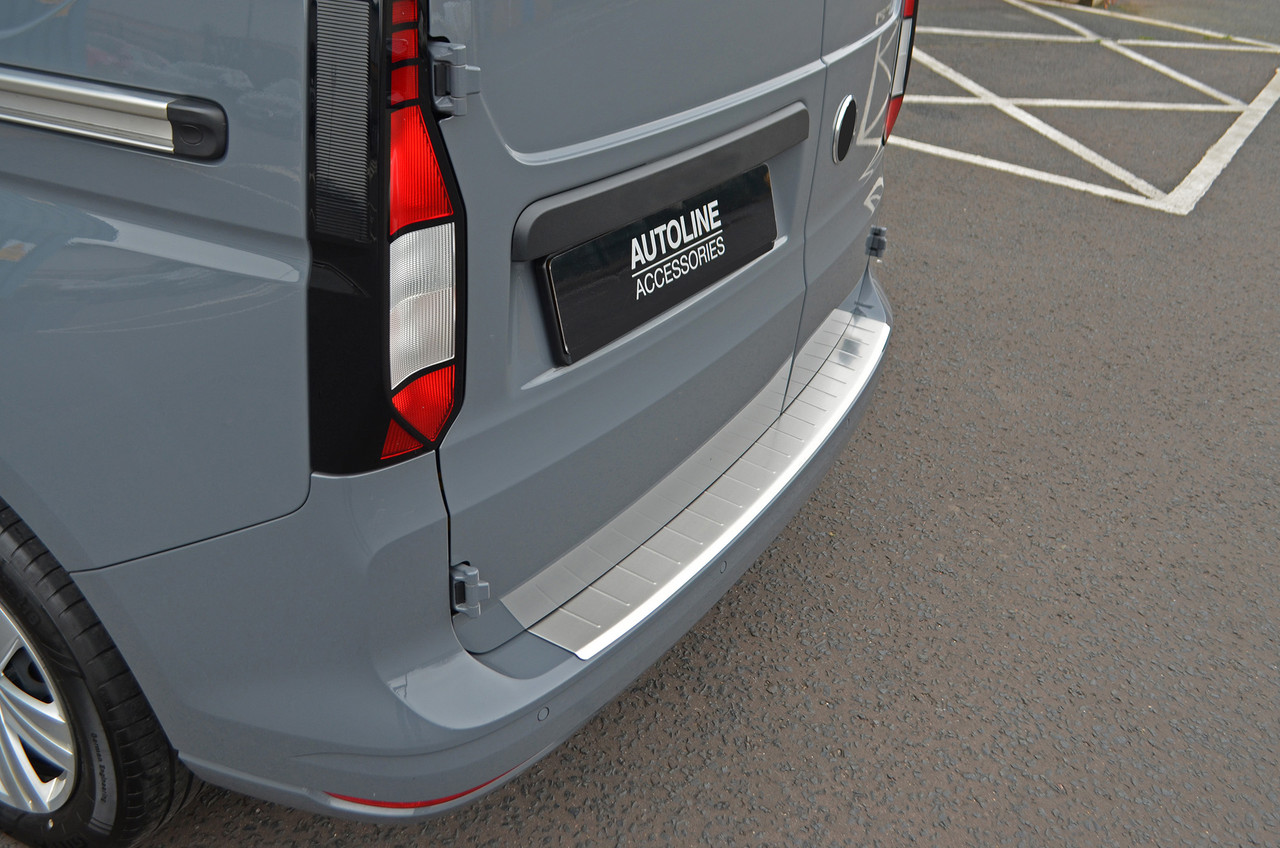 To Fit Volkswagen Caddy (2021+): Rear Bumper Protector Guard Brushed Steel