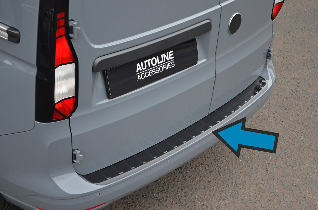 To Fit Volkswagen Caddy (2021+): Gloss Black Rear Bumper Protector Scratch Guard