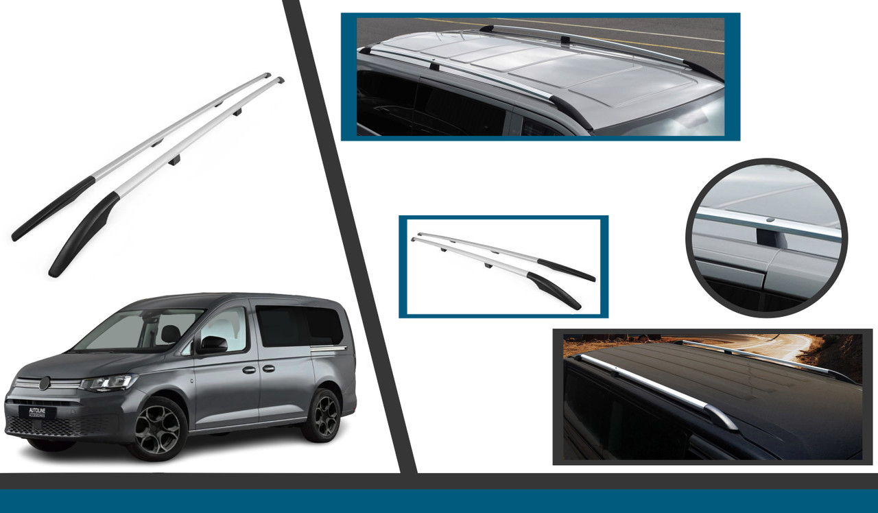 Aluminium Roof Rack Bars Side Rails To Fit L2 Volkswagen Caddy Maxi (2021+)