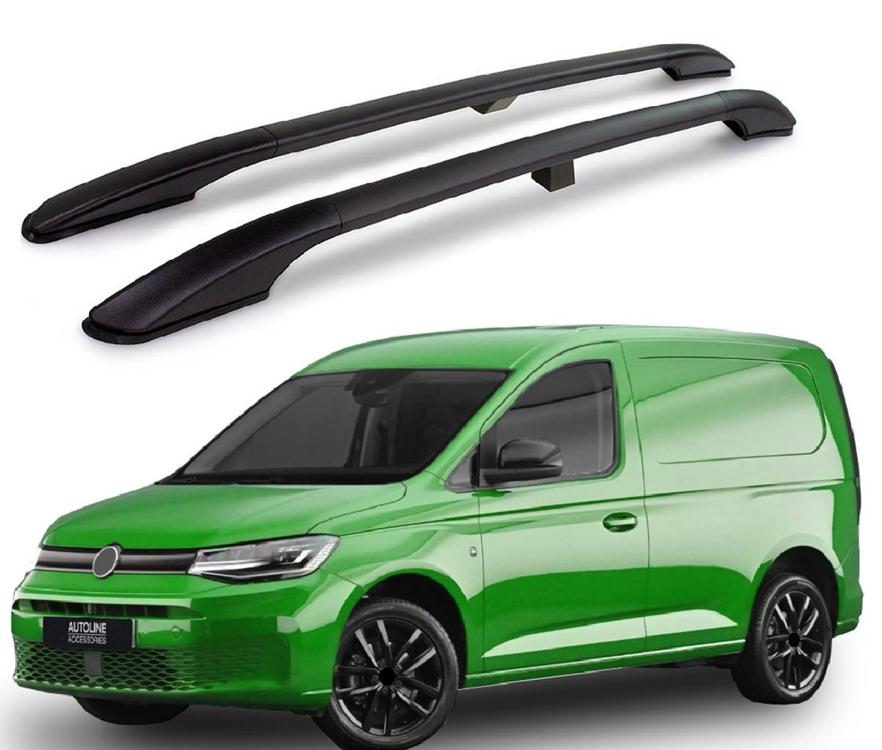 Black Aluminium Roof Rack Bars Side Rails To Fit L1 Volkswagen Caddy (2021+)