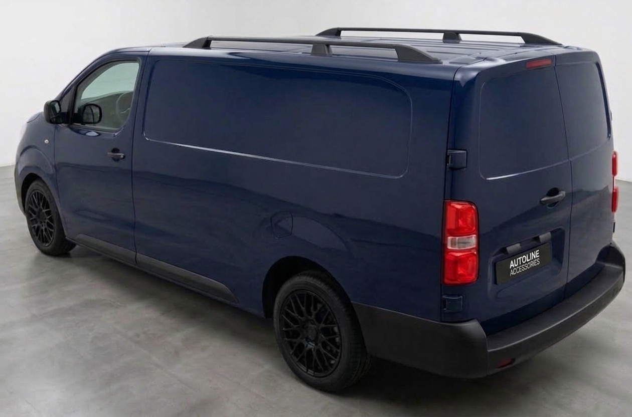 Black Aluminium Roof Rack Rails Side Bars To Fit Long (L3) Fiat Scudo (2022+)