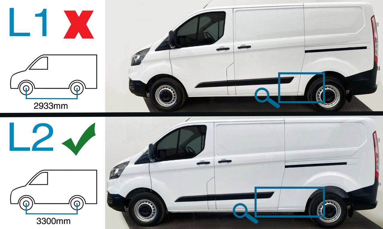 Aluminium Roof Rails & Cross Bars Set To Fit L2H1 Ford Transit Custom (2012-22)