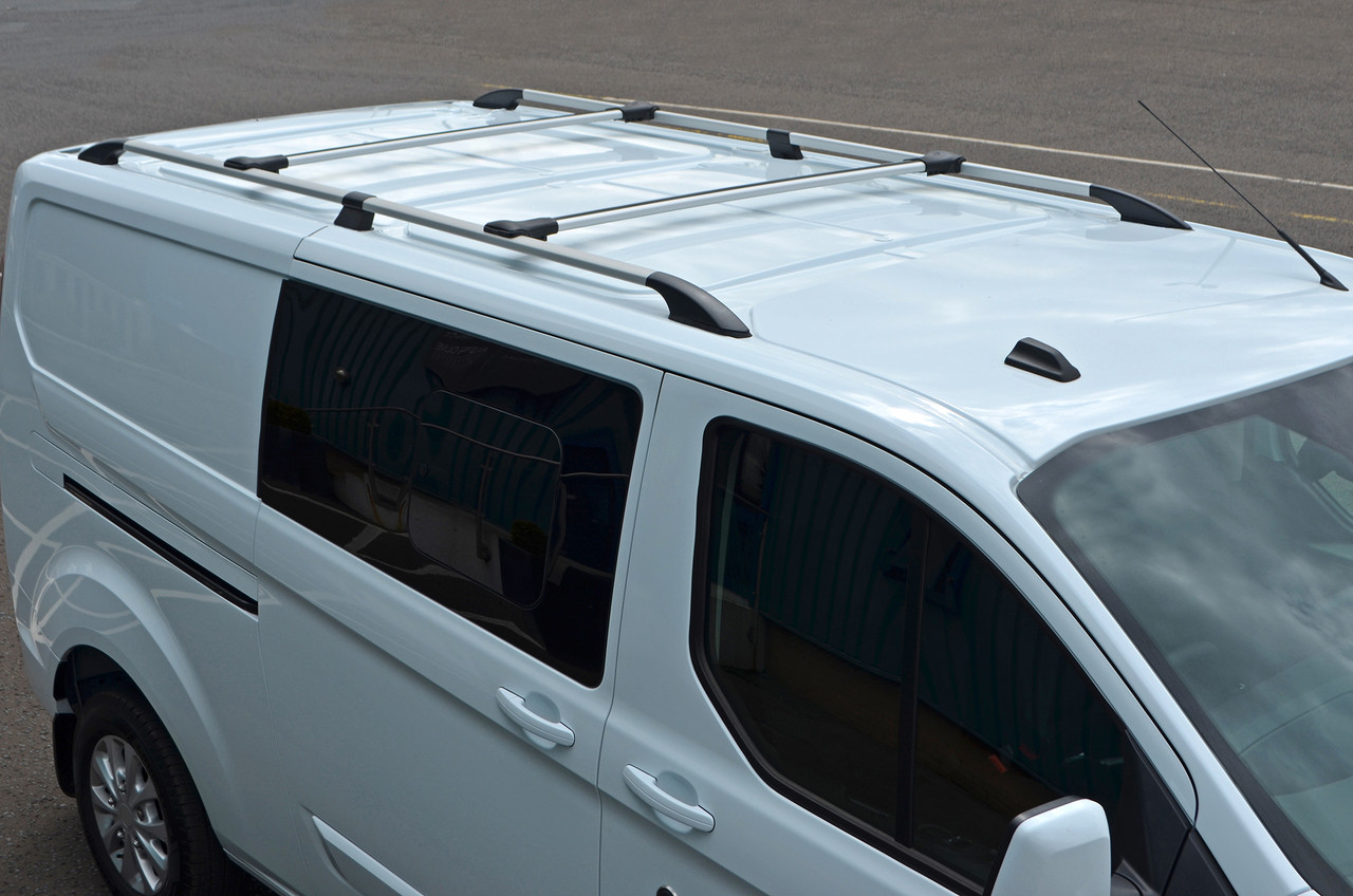 Aluminium Roof Rails & Cross Bars Set To Fit L2H1 Ford Transit Custom (2012-22)