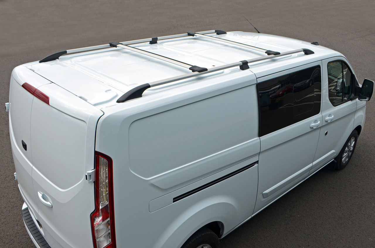 Aluminium Roof Rails & Cross Bars Set To Fit L2H1 Ford Transit Custom (2012-22)