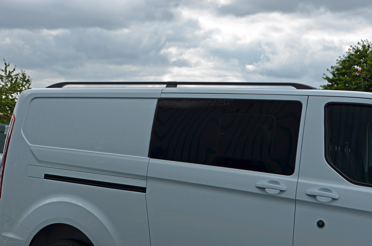 Black Aluminium Roof Bars Rack To Fit L2H1 Ford Transit Custom (2012-22)