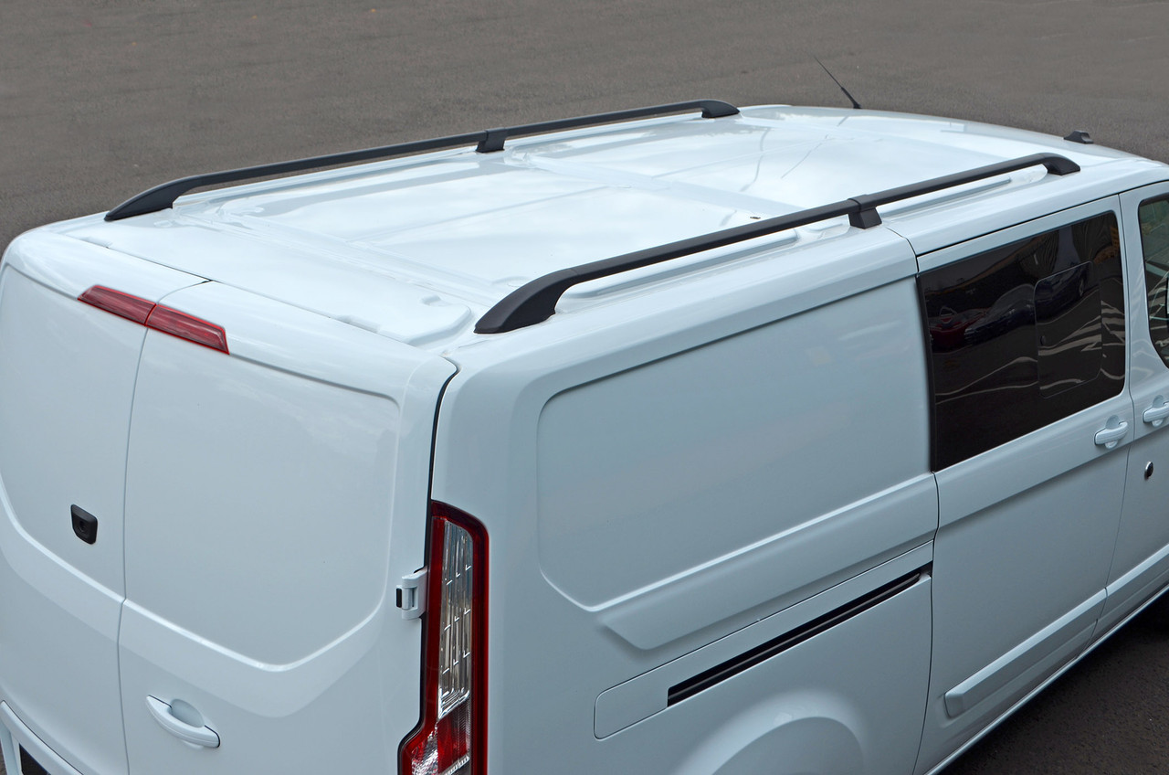 Black Aluminium Roof Bars Rack To Fit L2H1 Ford Transit Custom (2012-22)