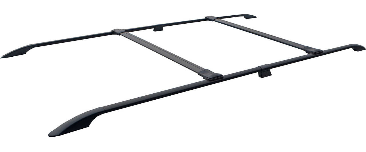 Black Roof Rails & Cross Bars Set To Fit L2H1 Ford Transit Custom (2012-22)