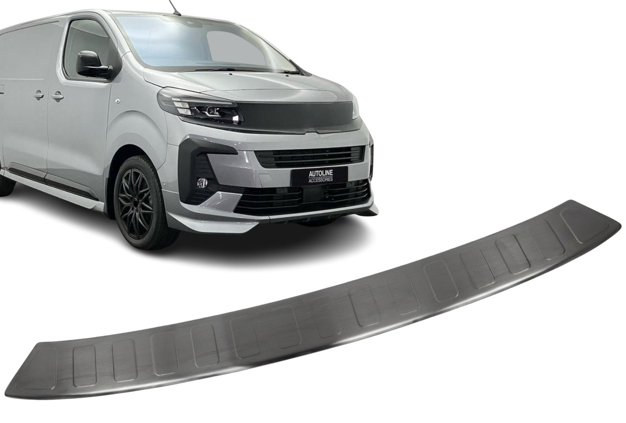 Rear Bumper Protector Brushed Black To Fit Long (L3) Vauxhall Vivaro (2019+)