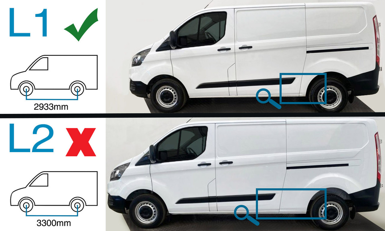 Aluminium Roof Rails & Cross Bars Set To Fit L1H1 Ford Transit Custom (2012-22)