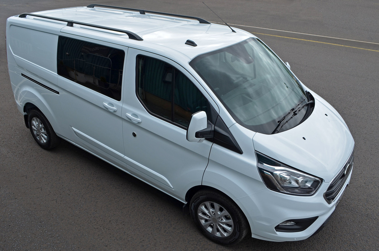 Black Aluminium Roof Bars Rack To Fit L1H1 Ford Transit Custom (2012-22)