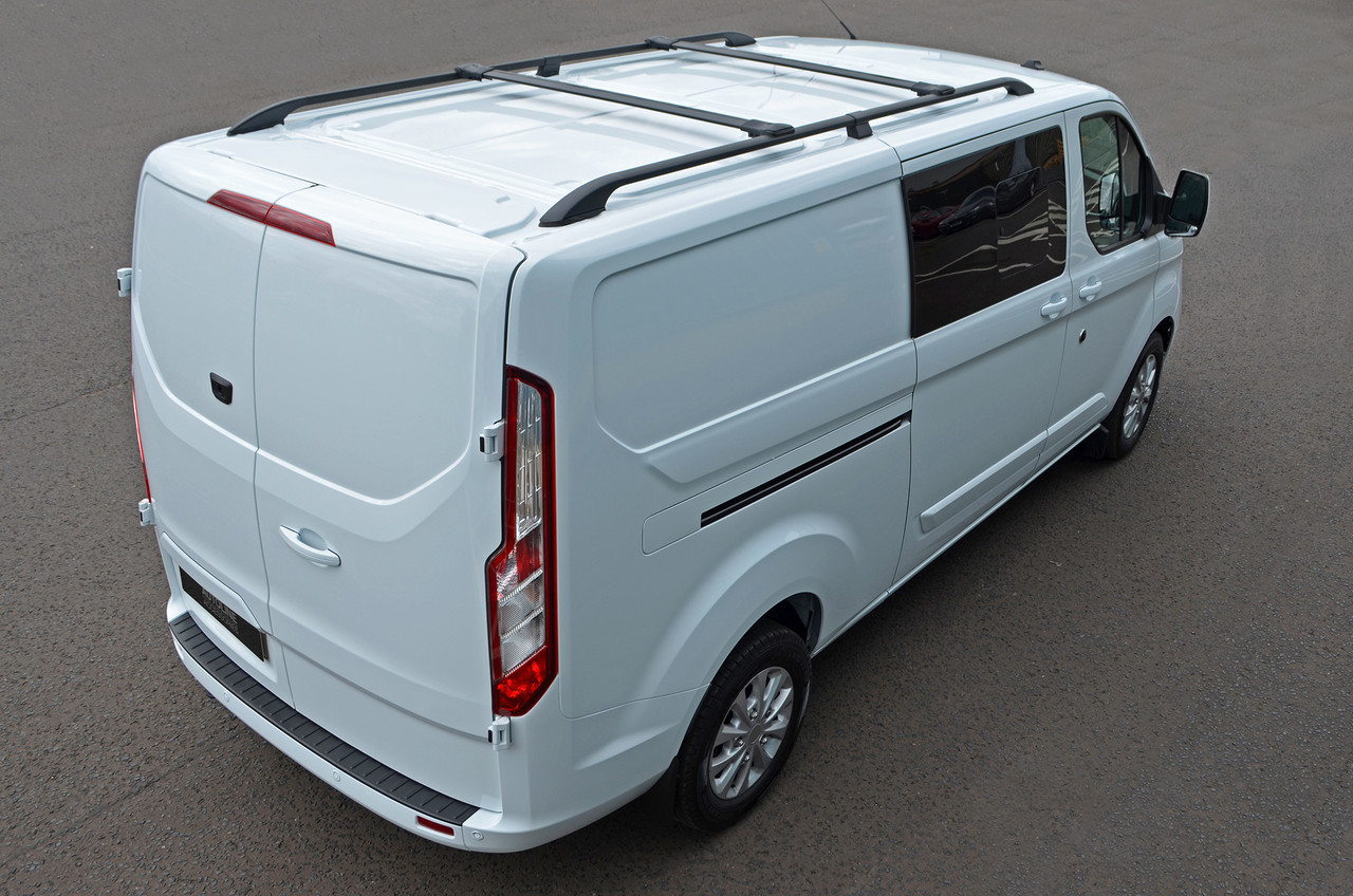 thumbnail interactive-video image 1 of Carrywingbar Black Roof Side Rails And Crossbars Set For Ford Transit Connect LWB 2014-2023 – With T-Tracks, Lockable 1 of 2
