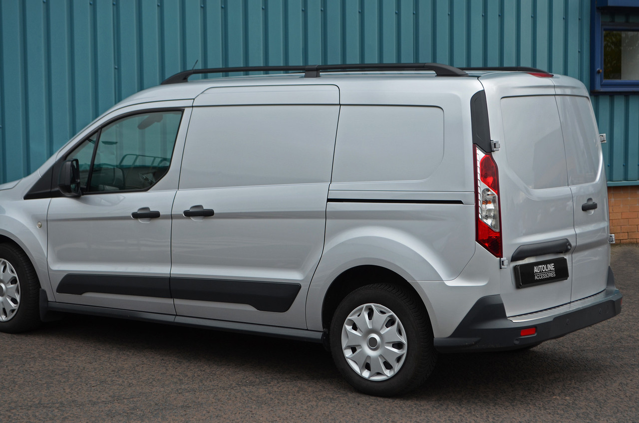 Black Aluminium Roof Rack Rails Side Bars To Fit L2 Ford Transit Connect (2012+)