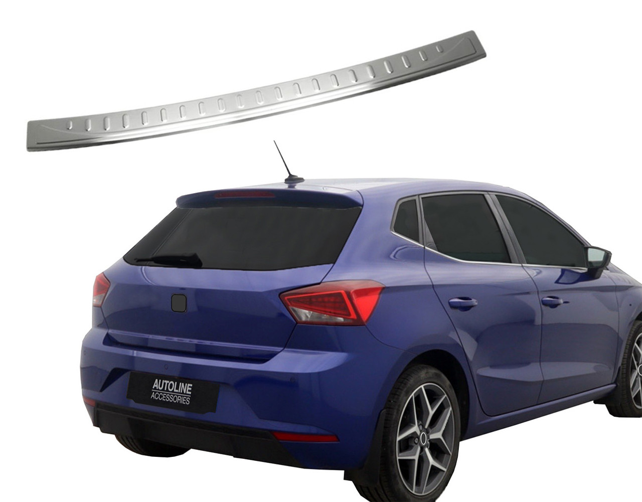 Rear Bumper Protector Scratch Guard Brushed Steel To Fit Seat Ibiza (2017+)