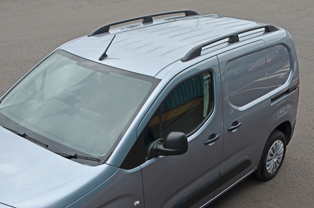 Black Aluminium Roof Rack Rails Side Bars To Fit L1 Fiat Doblo (2023+)