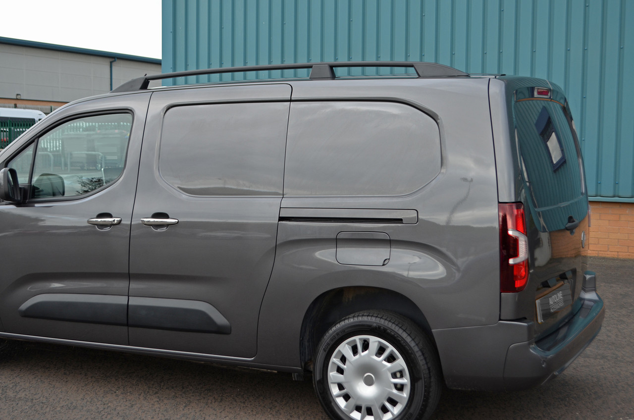 Black Aluminium Roof Rack Rails Side Bars To Fit L2 Fiat Doblo (2023+)