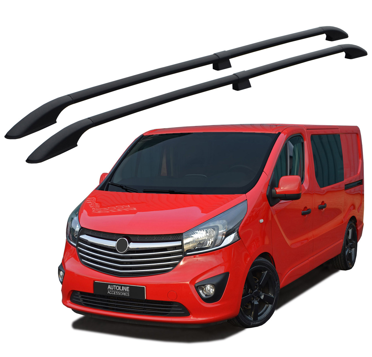 Black Aluminium Roof Rack Rails Side Bars To Fit L2H1 Fiat Talento (2016+)