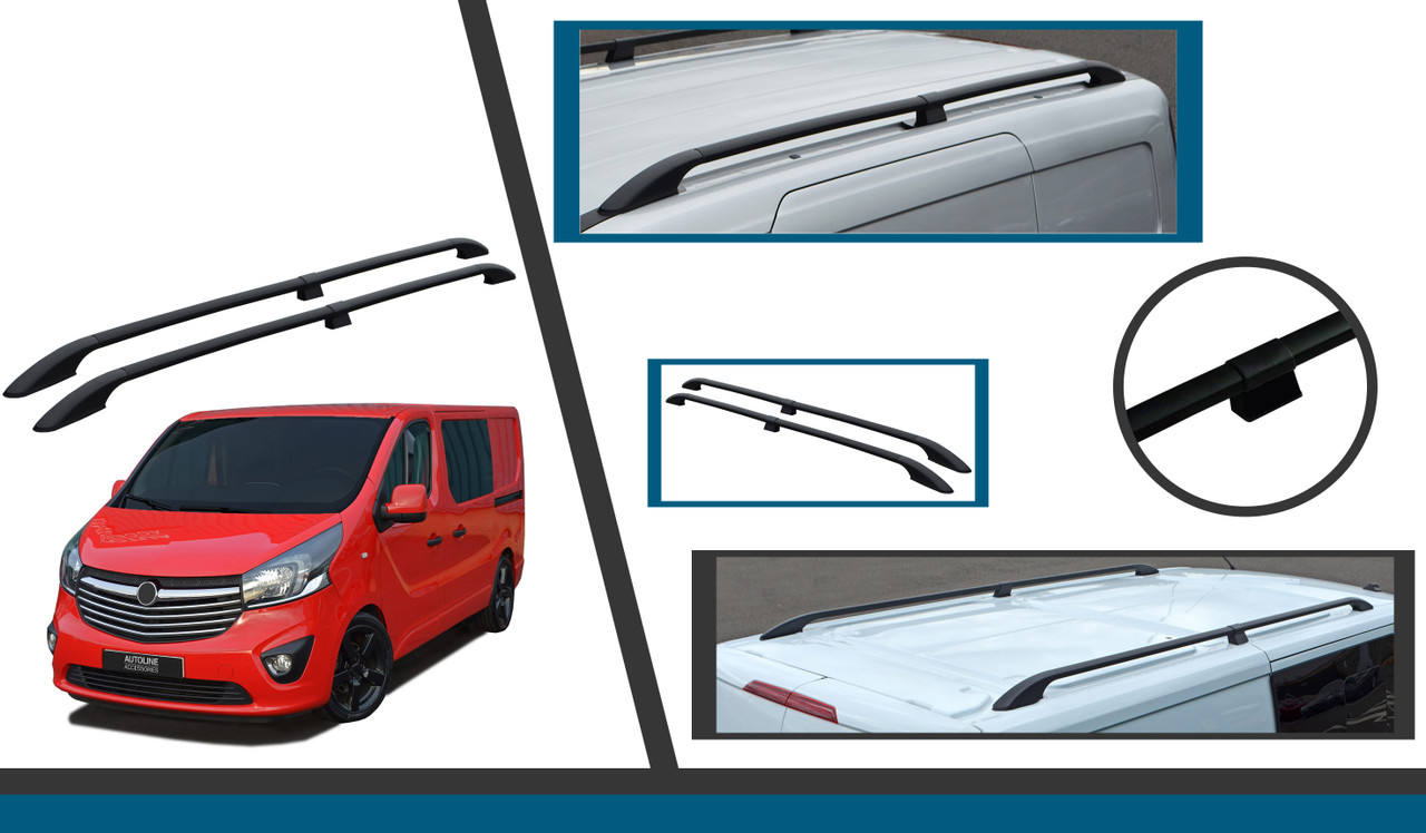 Black Aluminium Roof Rack Rails Side Bars To Fit L2H1 Nissan NV300 (2016+)