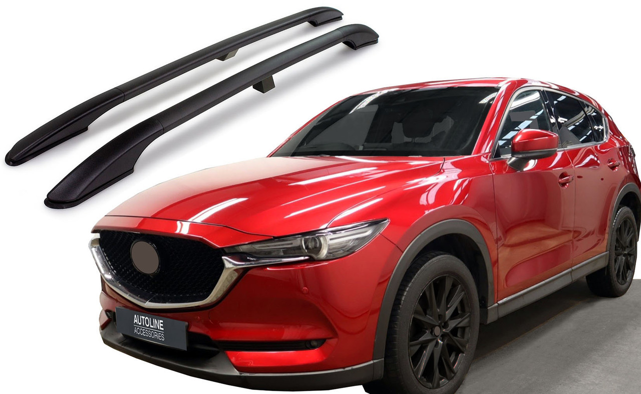 Black Aluminium Roof Rack Rails Side Bars To Fit Mazda CX-5 (2018+)