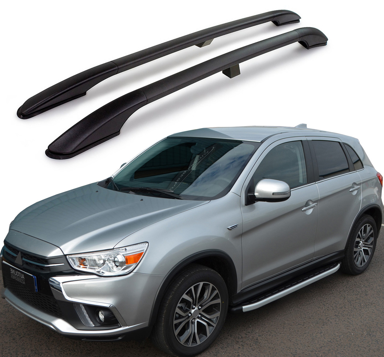 Black Aluminium Roof Rack Rails Side Bars To Fit Mitsubishi ASX (2010+)