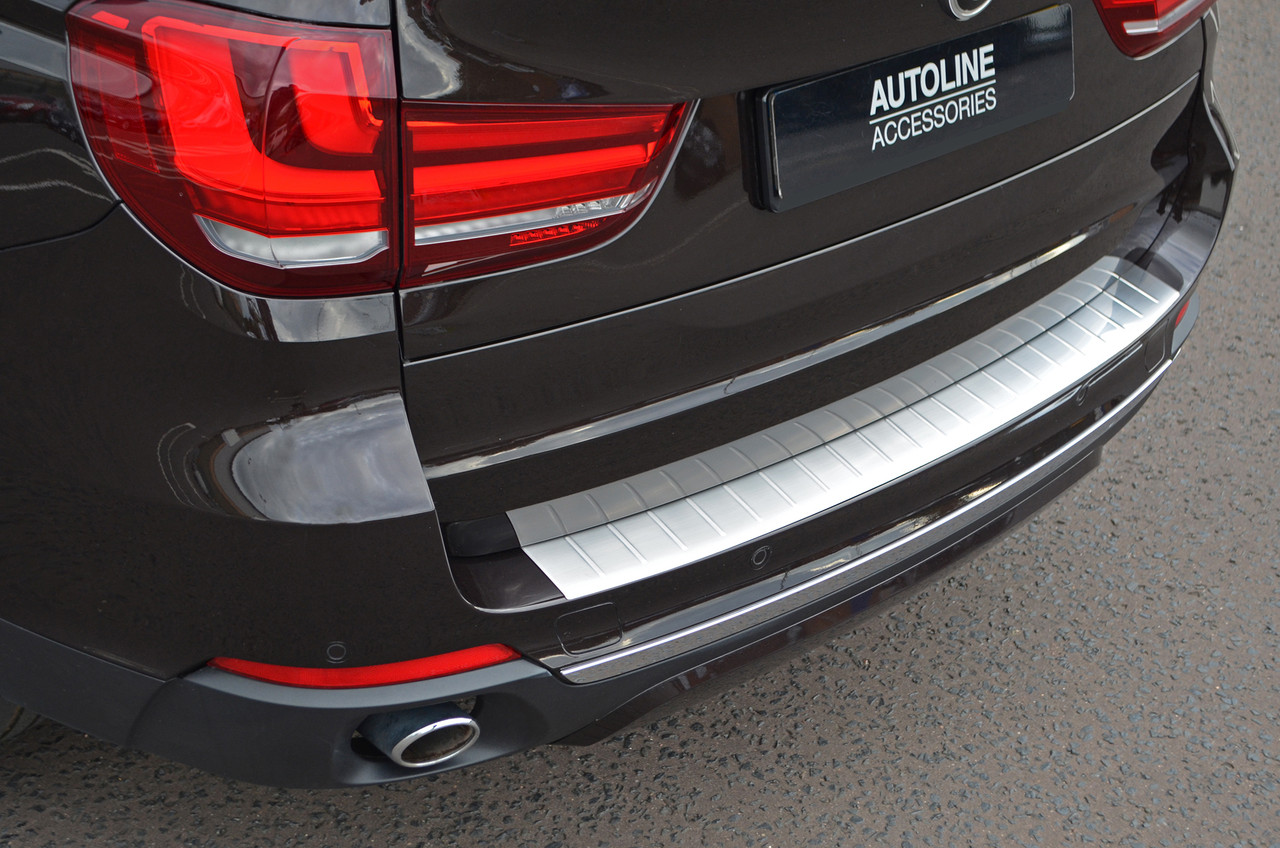 To Fit BMW X5 F15 (2014-18): Rear Bumper Protector Scratch Guard Brushed Steel