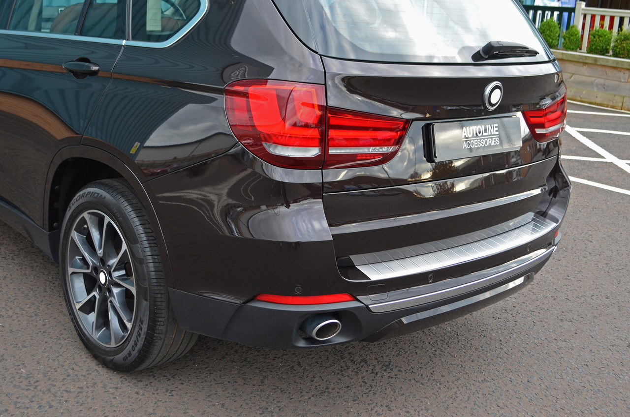 To Fit BMW X5 F15 (2014-18): Rear Bumper Protector Scratch Guard Brushed Steel