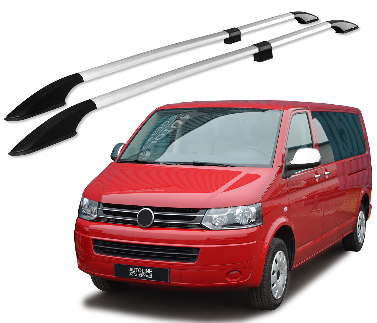 Silver Aluminium Roof Bar Rails To Fit L1H1 Volkswagen T5 Transporter (2003-15)