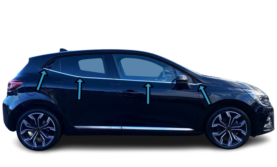 Chrome Lower Window Sill Trim Covers To Fit Renault Clio V (2019-25)