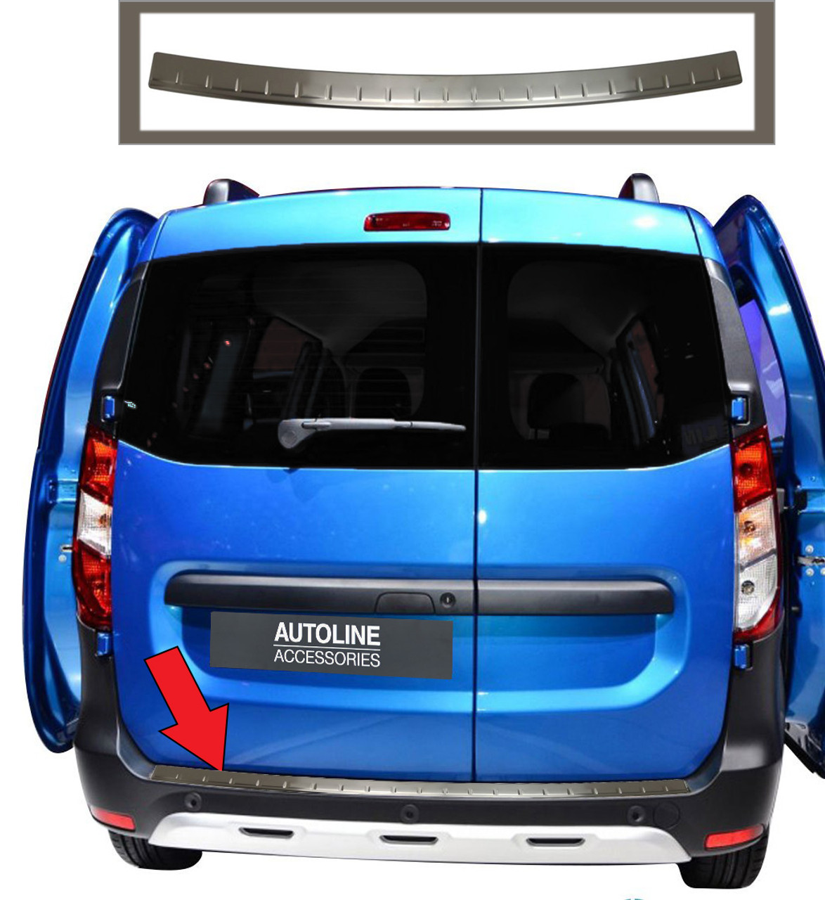 Rear Bumper Protector Guard Brushed Steel To Fit Dacia Dokker (2012-21)