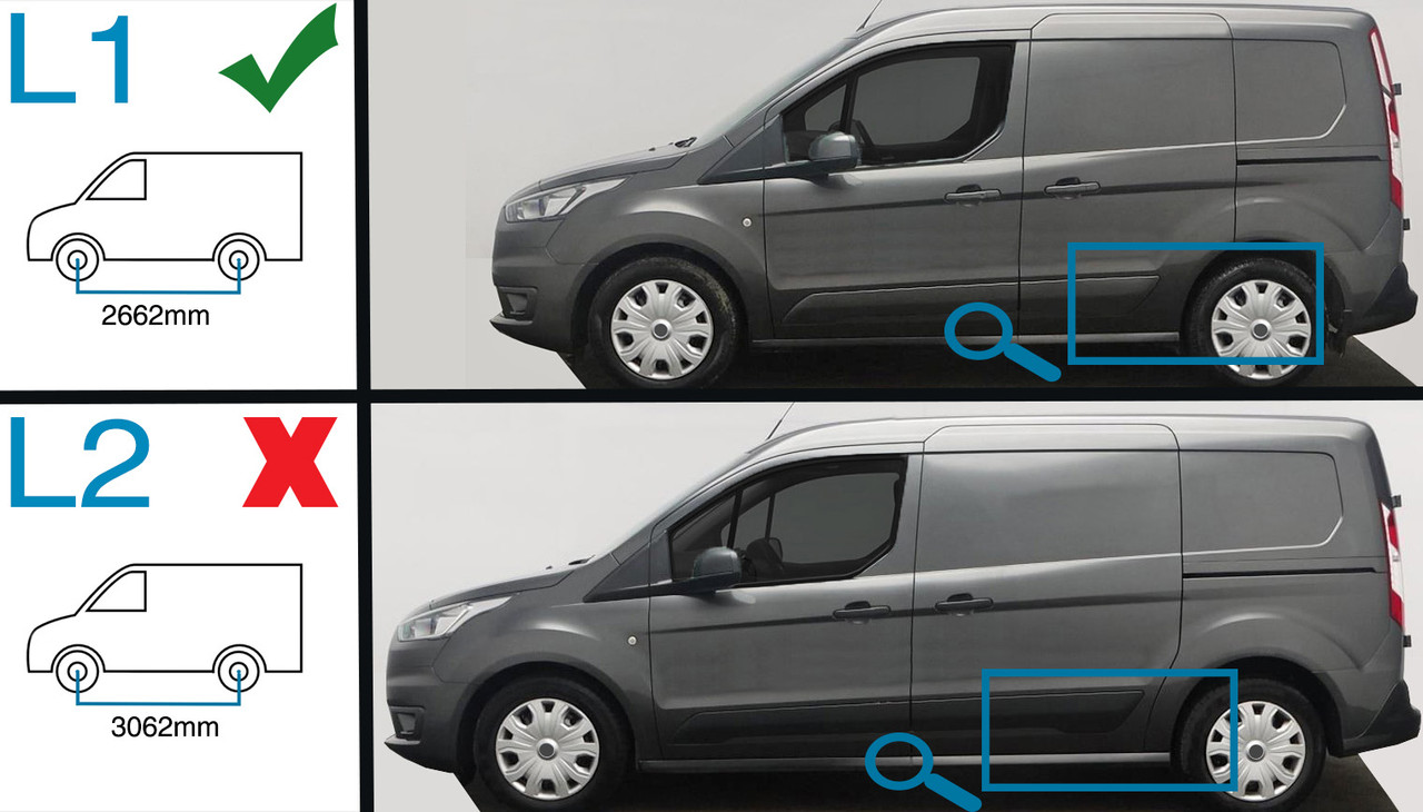 Aluminium Roof Bars Side Rails To Fit L1 Ford Transit Connect (2012+)
